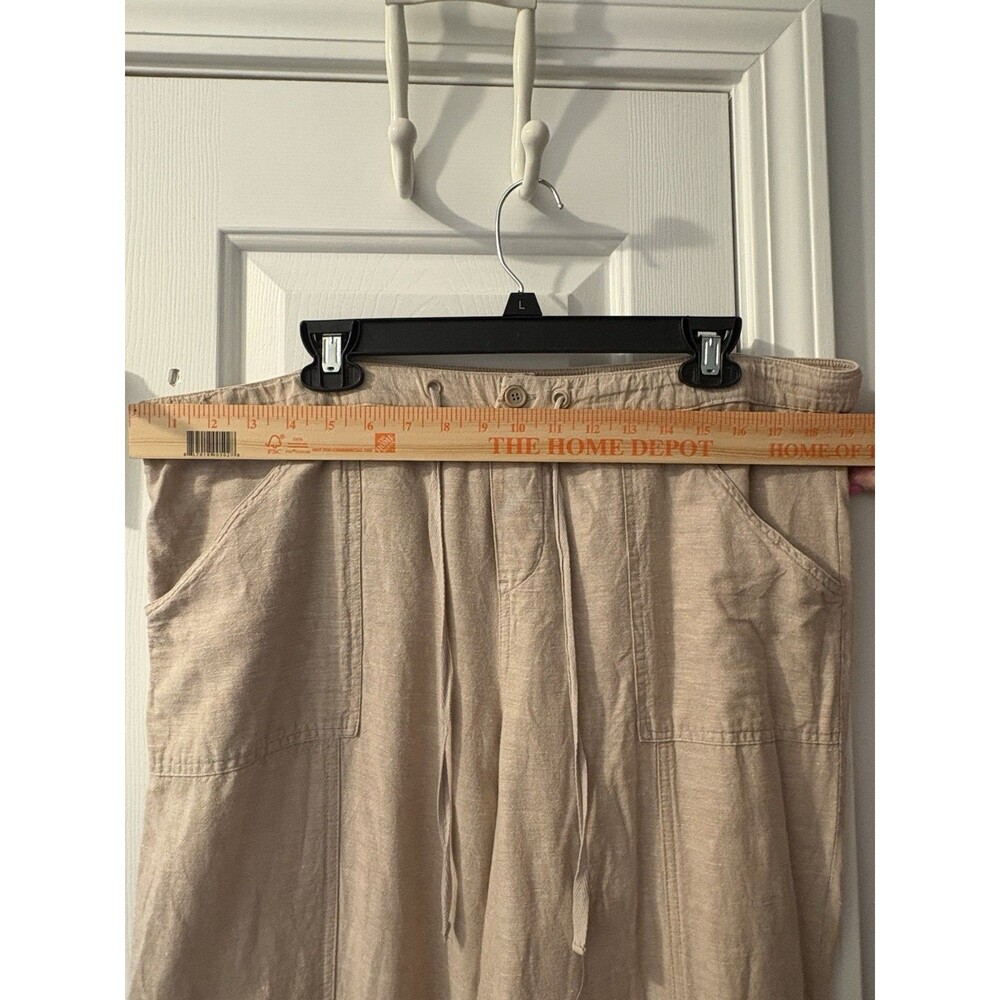 NYC Khaki Linen Stretchy Waist Pull On Pants Size XL